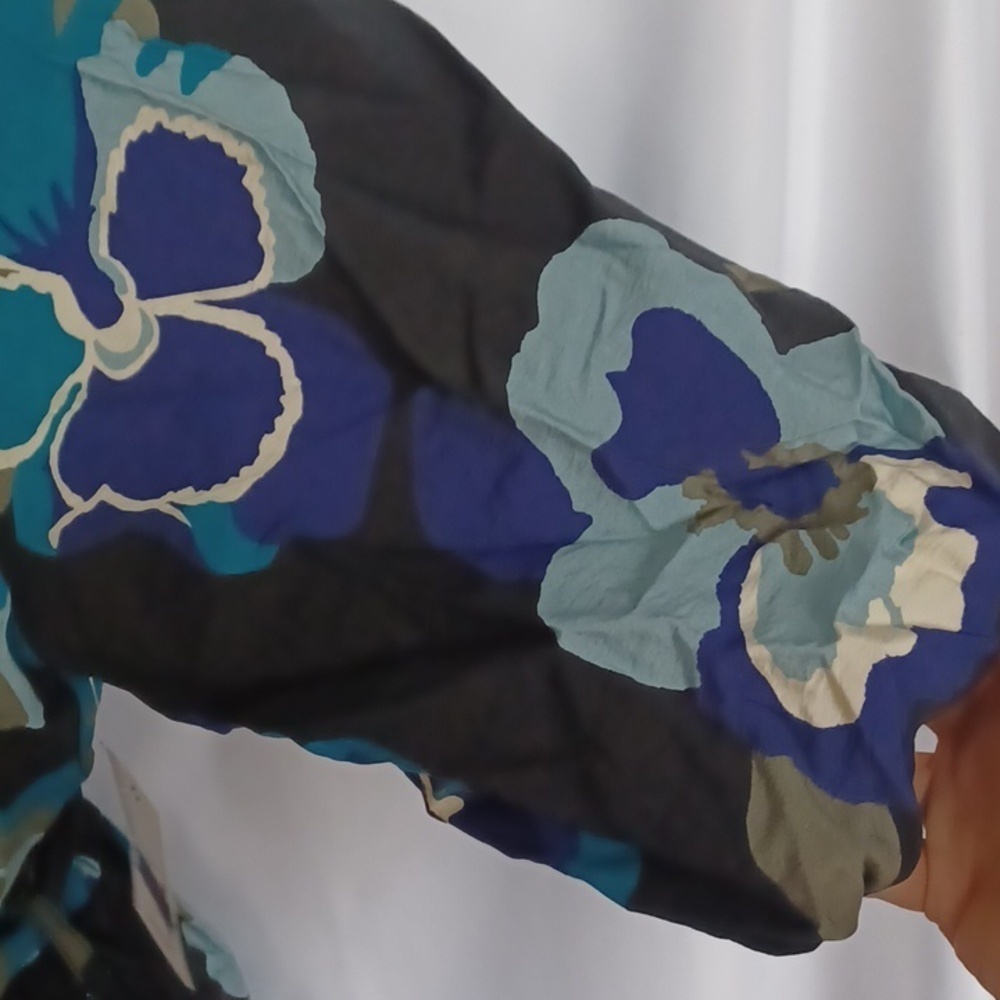 Ophelia Roe Mini Dress Puff Sleeve Elastic Waist Floral XL, 20" PTP, 36"L - Picture 3 of 8